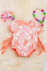 Checker & Easter bunny printed baby romper with fringe. RPB20144004  NAY