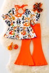 OFG41655 SOL: Halloween printed tunic w/orange bells.