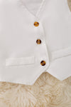 White button up vest w/simulated pockets. TPG50068 SOL