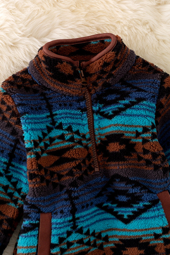 TPG40702 WEN: BOYS AZTEC SHERPA PULLOVER.