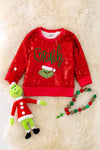 TPG40433 WEN: Red sequins sweatshirt w/ Christmas character.🎄