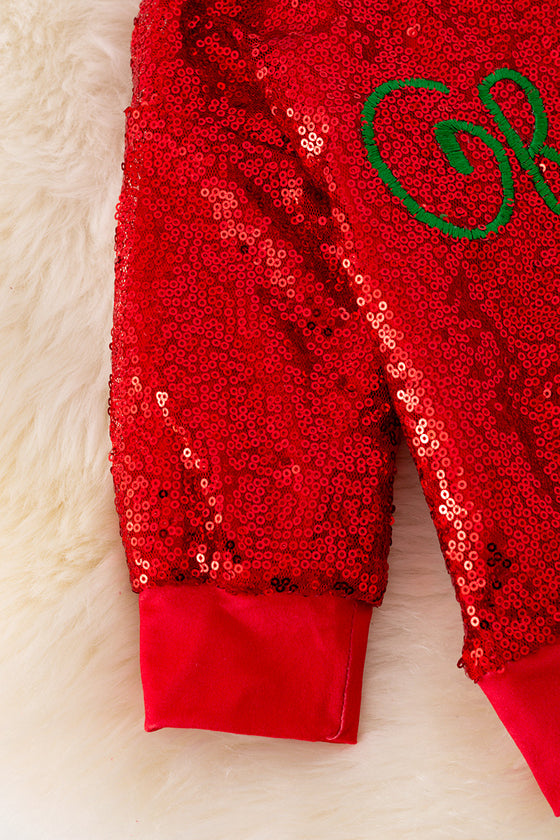 TPG40433 WEN: Red sequins sweatshirt w/ Christmas character.🎄