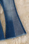 Dark Blue Bootcut denim pants with rhinestones. PNG50064 SOL