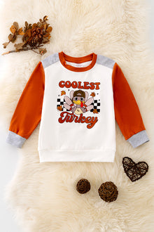  TPB40387 LOI: Coolest Turkey printed boys sweatshirt.