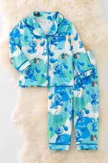  PJB40033 JEAN: Blue character printed boys pajamas.