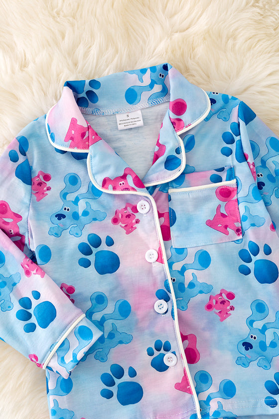 PJB40030 AMY: Pup & paw printed pajamas.