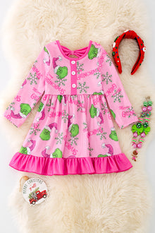  DRG42304 WEN: Pink Christmas character dress. 🎄