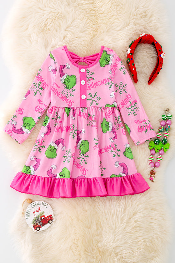 DRG42304 WEN: Pink Christmas character dress. 🎄