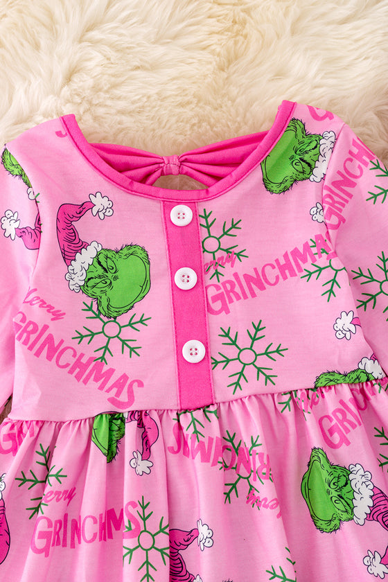 DRG42304 WEN: Pink Christmas character dress. 🎄