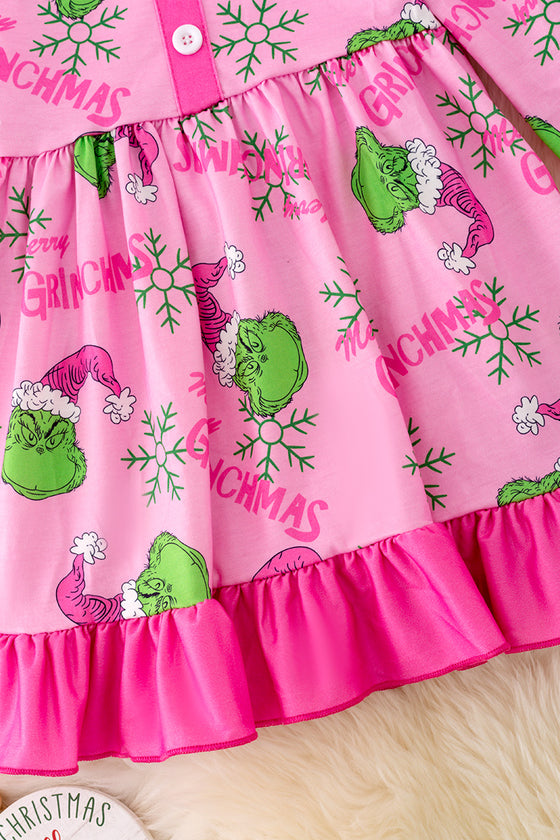 DRG42304 WEN: Pink Christmas character dress. 🎄