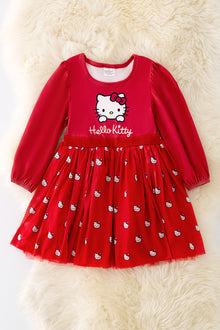  DRG41904 LOI: Red Kitty long sleeve printed dress.