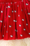 DRG41904 LOI: Red Kitty long sleeve printed dress.