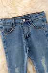 PNG40450 WEN: Denim blue distressed denim jeans.