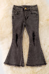 PNG40451 JEAN: Black distressed denim pants.