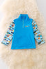 Turquoise fishing pullover long sleeve shirt. TPB40804 AMY