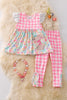 Easter bunny applique tunic & gingham leggings. OFG50193 AMY