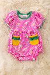 🎍Bamboo made pink bird printed baby romper with side pockets. RPG50149