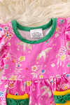 🎍Bamboo made pink bird printed baby romper with side pockets. RPG50149