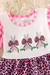 Easter bunny cheetah dress with ruffle hem. DRG50361 NAY