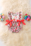 Strawberry printed girls baby romper with snaps. RPG50153 NAY