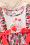 Strawberry printed girls baby romper with snaps. RPG50153 NAY