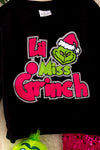 OFG41939 LOI: Black Christmas applique sweatshirt & hot pink sequins bottoms.