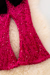 OFG41939 LOI: Black Christmas applique sweatshirt & hot pink sequins bottoms.