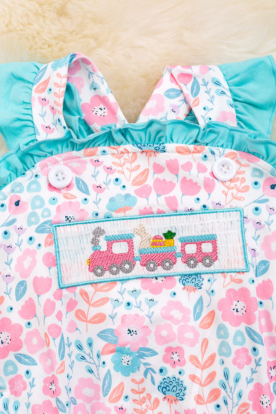 Pastel floral with aqua trim baby onesie. RPG20114009 AMY🐰