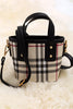 Plaid printed mini tote bag with black trim. BBG40030 M