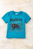 Nature Defender" Buffalo printed teal tee-shirt.TPB40099 SO