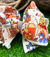 6.5" Fall printed double layer hair bows.(5pcs/$10.00)