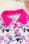 Cow printed on pink girls pajamas set. PJG65153001-SOL