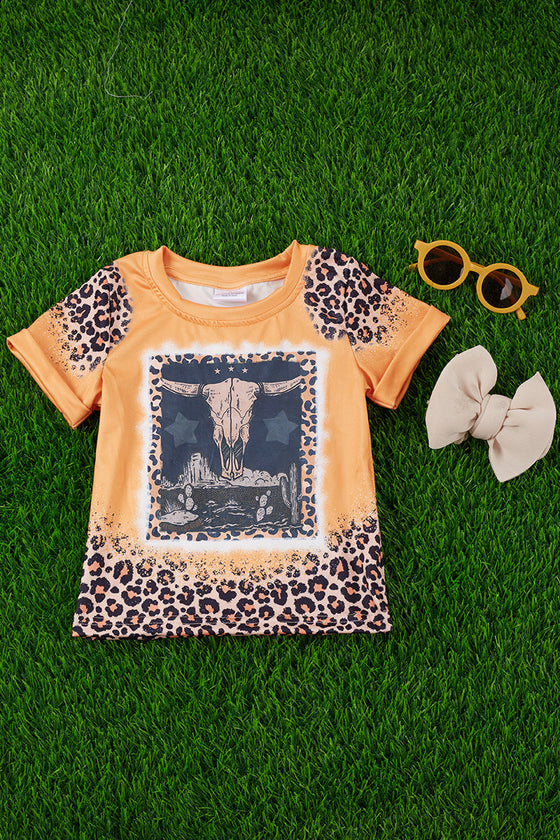 MOMM YELLOW BULLHEAD PRINTED TEE WITH CHEETAH PRINT. TPW513002-WEN