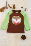 Cowboy Santa applique long sleeve boys shirt. TPB50143001 SOL