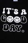 "It's a good day" Happy emoji printed black sweatshirt. TPG65153121 Wendy