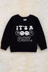 "It's a good day" Happy emoji printed black sweatshirt. TPG65153121 Wendy