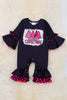 Merry Christmas pink Christmas tree printed on black baby romper. RPG50143048AMY