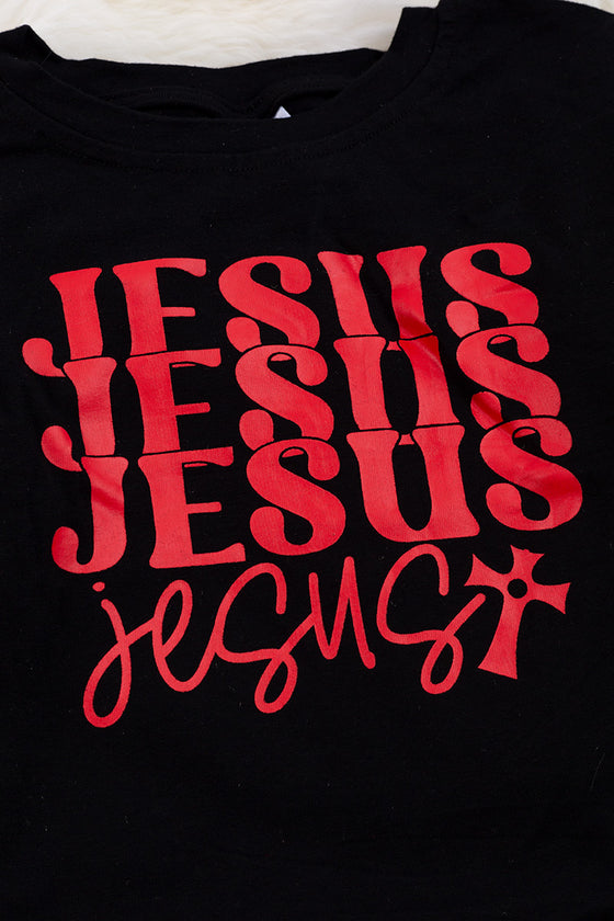 ❤️Jesus Jesus" Black Jesus sweatshirt w/golden sequins sleeves. TPG50133021AMY