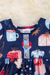 Navy blue Christmas Ornament baby onesie/dress. RPG50133062 WENDY