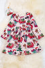 A Blessed Christmas in the farm, multi printed flare dress. DRG50143049Jeann