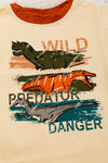 Wild predator danger" Dinosaur printed long sleeve shirt. TPB65143030 SOL