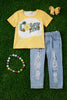 LOVE SUMMER" BRIGHT YELLOW BLEACHED TEE-SHIRT. TPG251123018-AMY