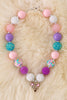 Multi-color bubble necklace w/coquette bow pendant. 3pcs/$15.00