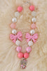 Pastel Pink bubble necklaces with kitty pendant. 3PCS/$15.00