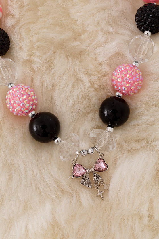 Multi-color bubble necklace w/coquette bow pendant. 3pcs/$15.00