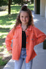 Girls Orange distressed denim shirt. TPG60153015-AMY