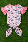 Cow/floral  printed baby gown. PJG25153024