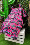 Cowgirl" multi-printed on hot pink car seat cover. ZYTG25153013 M