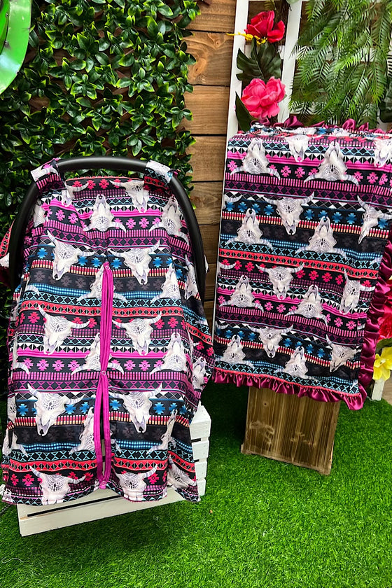 Bull skull & aztec printed car seat cover. ZYTG25153016 M