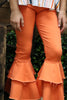 Orange double layer denim bell pants. P2023010601-AMY